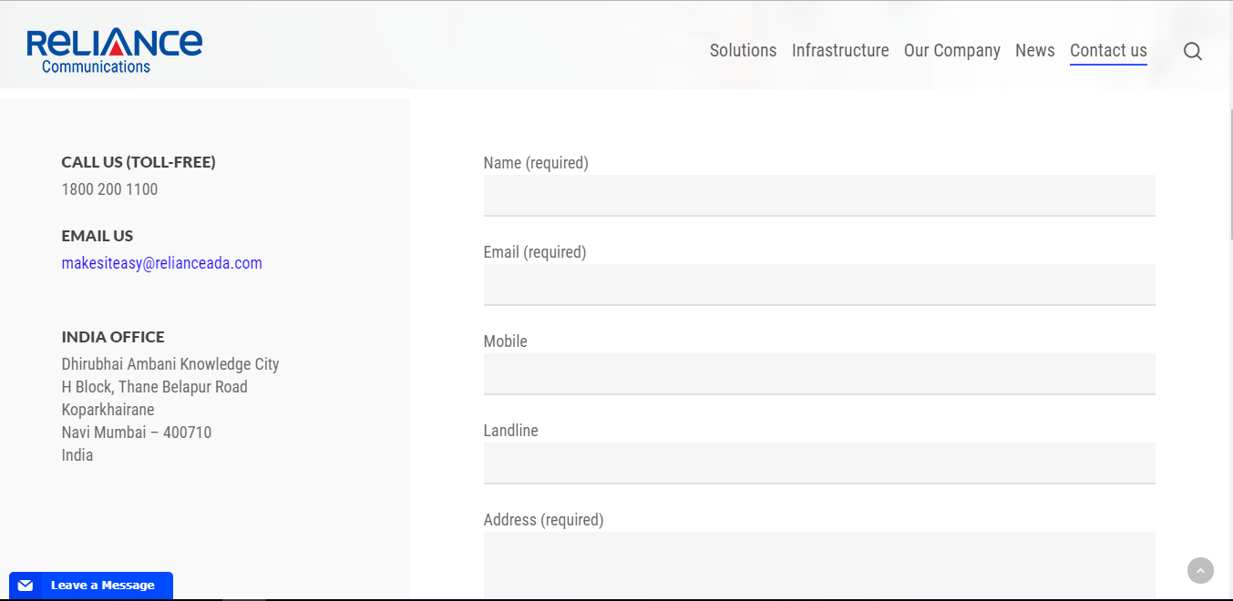 Reliance Landline Customer Support Online