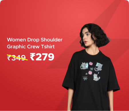 Women Drop Shoulder Graphic Crew Tshirt @ Rs 279 Worth Rs 349
