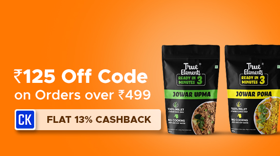 True Elements: Get Flat Rs 125 Off Code + Flat 13% CashKaro Cashback