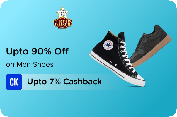 Ajio: Upto 90% Off on Men Shoes + Upto 7%  CashKaro Cashback