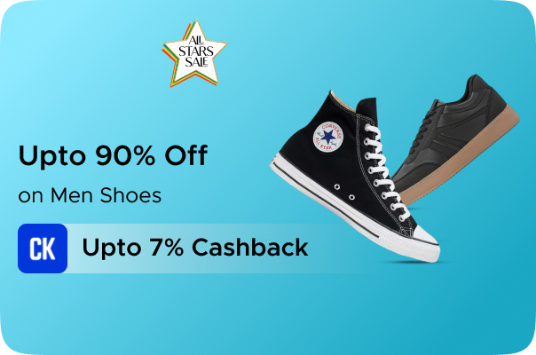 Ajio: Upto 90% Off on Men Shoes + Upto 7%  CashKaro Cashback