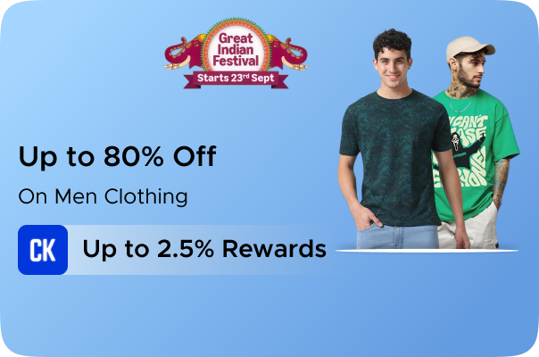 Amazon: Upto 80% Off on Men Clothing + Upto 2.5% Cas