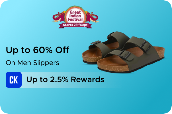 Amazon: Upto 60% Off on Men Slippers + 2.5% Rewards CashKaro Cashback