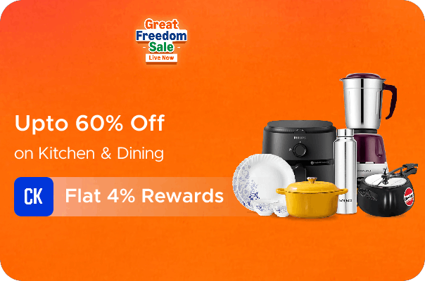 Amazon: Up to 60% off on Kitchen and Dining + Flat 4% Rewards