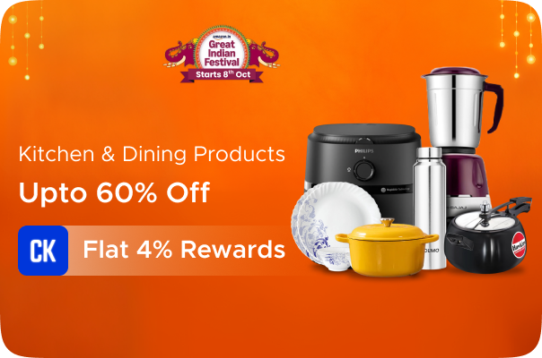 Amazon: Up to 60% off on Kitchen and Dining + Flat 4% Rewards