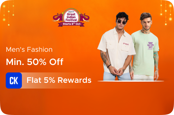 Amazon: Minimum 50% Off on Men's Fashion + Flat 5% Rewards