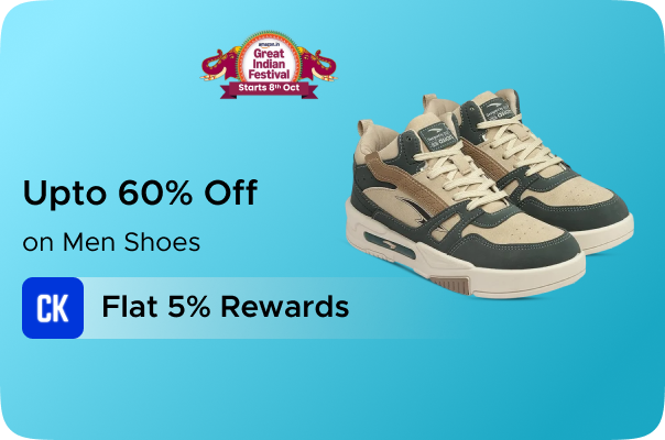 Amazon: Upto 60% Off on Men Shoes + Upto 5% Rewards 