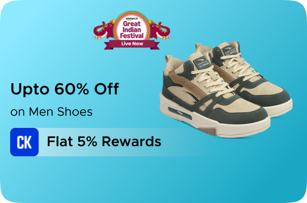 Amazon: Upto 60% Off on Men Shoes + Flat 5% Rewards 