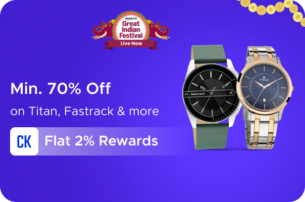 Amazon:Min 70% Off on Titan, Fastrack & more + Flat 2% Rewards