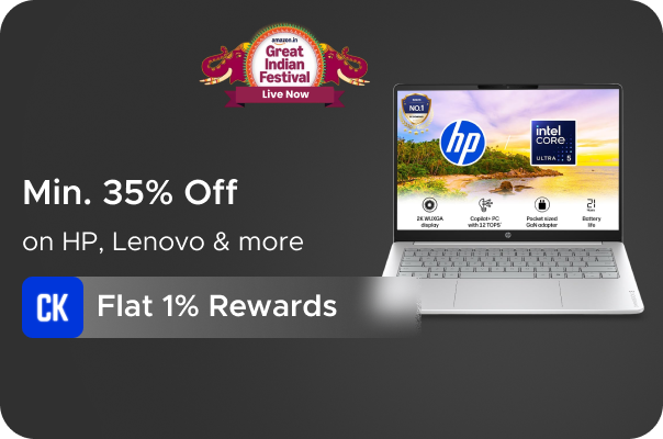 Min 35% Off on HP, Lenovo & more + Flat 1% Rewards