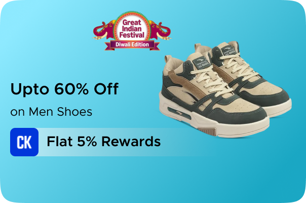 Amazon: Upto 60% Off on Men Shoes + Flat 5% Rewards CashKaro Cashback