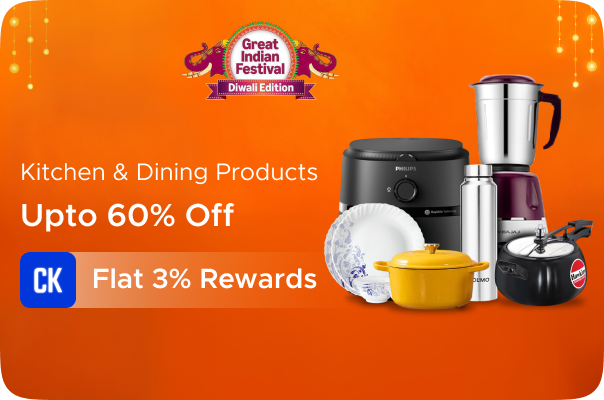 Amazon: Up to 60% off on Kitchen and Dining + Flat 3% Rewards