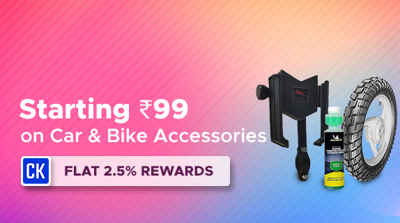 Amazon: Car and Bike Accessories Starting Rs 99 + Flat 2.5% CashKaro Rewards