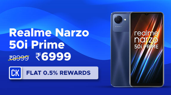 Amazon: Buy Realme Narzo 50i Prime worth Rs 8999 at just Rs 6999 + Flat 0.5% CashKaro Rewards