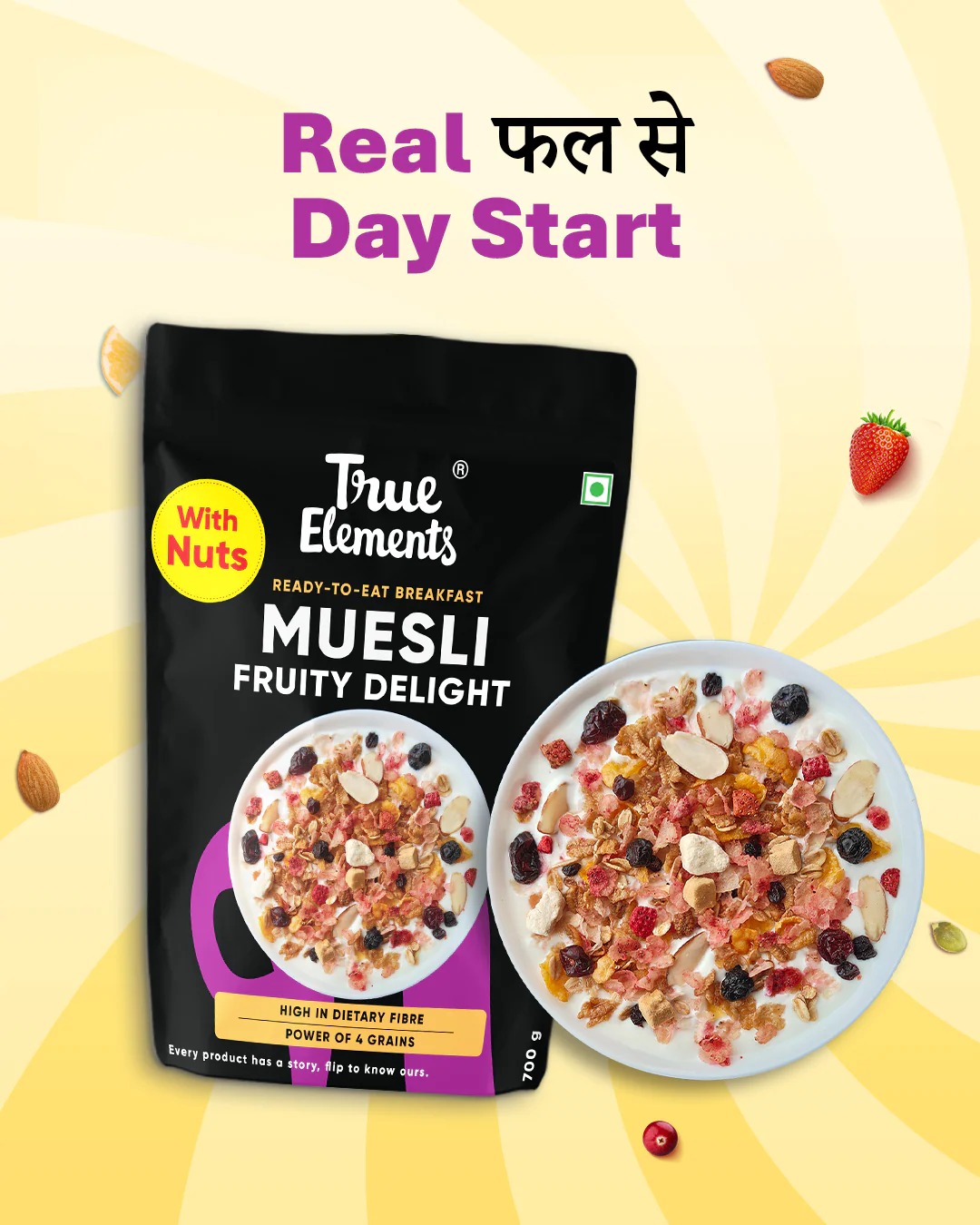 True Elements Fruity Muesli with Real Freeze-Dried F