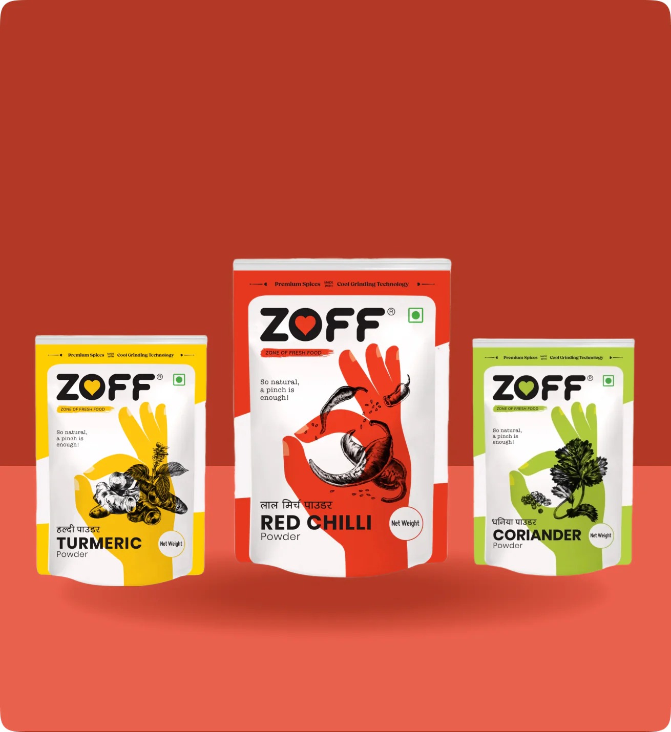 Zoff Chilli + Turmeric + Coriander 500g each Pack Zoff Chilli + Turmeric + Coriander 500g each Pack