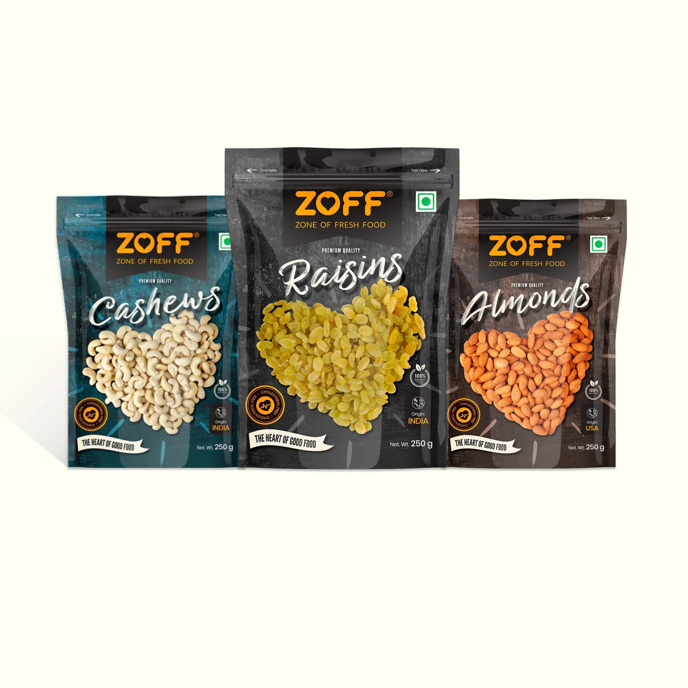 Zoff Dry Fruit Combo: Cashew, Raisins, Almonds 250g Zoff Dry Fruit Combo: Cashew, Raisins, Almonds 250g