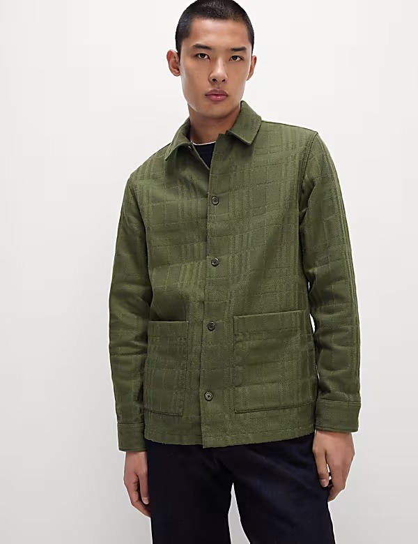 M&S Cotton Blend Check Textured Overshirt (khaki) M&S Cotton Blend Check Textured Overshirt (khaki)