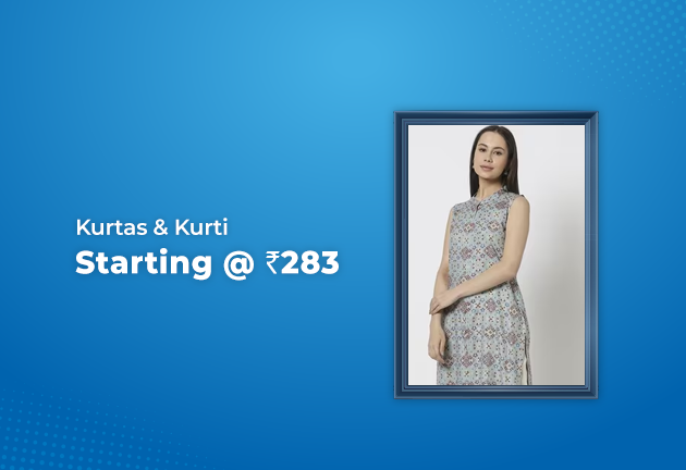Kurtas & Kurti Starting From Rs 283 + Extra 15% Off over Rs 1990 (Upto Rs 600)