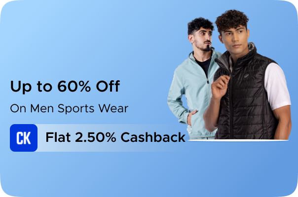 Upto 60% Off on Men Sports Wear + 2.50% CashKaro Cashback
