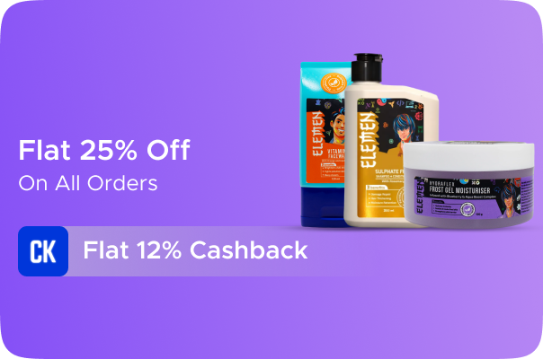 Elemen : CashKaro Exclusive: Flat 25% off on all orders + Flat 12% CashKaro Cashback on all Elemen Orders