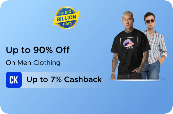 Flipkart: Upto 90% Off on Men Clothing + Upto 7% Cas