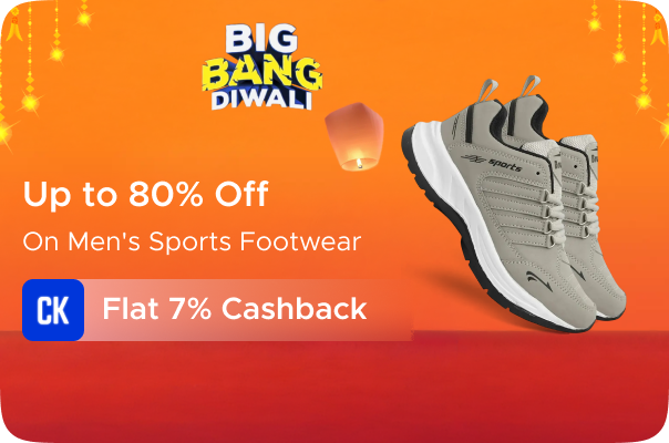 Flipkart: Up to 80% Off on Men's Sports Footwear + Flat 7% CashKaro Cashback