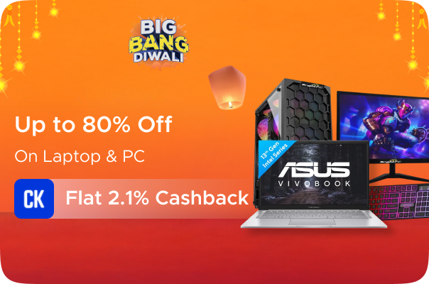 Flipkart: Up to 80% Off on Laptop & PC + Flat 2.1% CashKaro Cashback