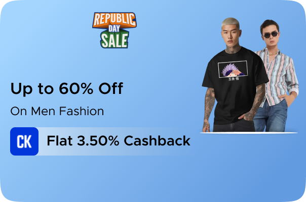 Upto 60% Off on Men Fashion + 3.50% CashKaro Cashback