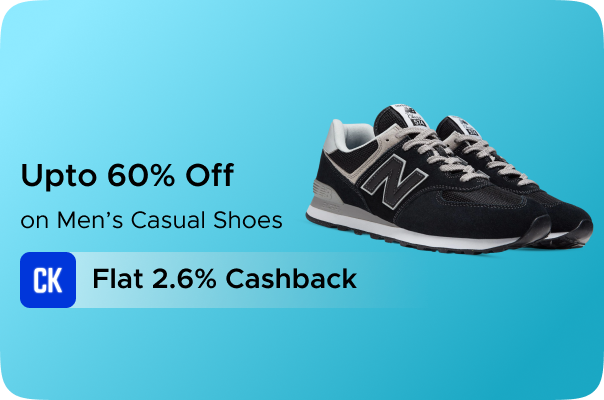 Flipkart: Upto 60% Off on Men Casual Shoes + Upto 5.60% CashKaro Cashback