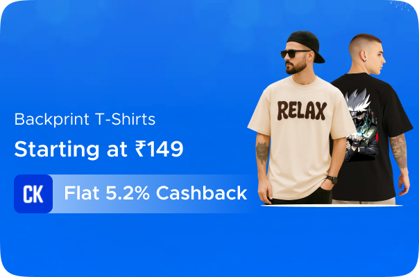 Backprint T-Shirts Starting at Rs 149 + Flat 5.2% Cashback