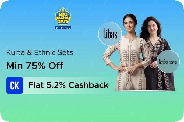Min 75% Off on Kurta & Ethnic Sets + Flat 5.2% Cashback
