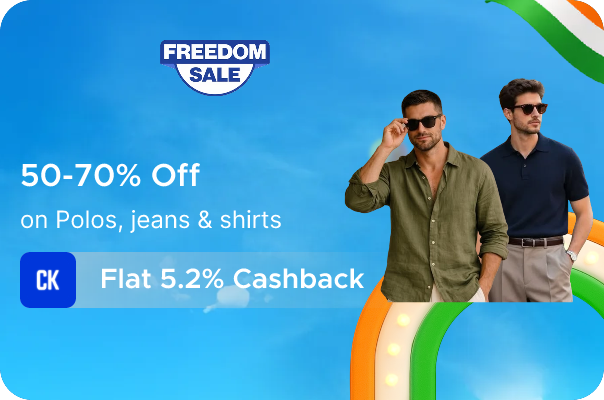 50-70% Off on Polos, Jeans & Shirts + Flat 5.2% Cashback