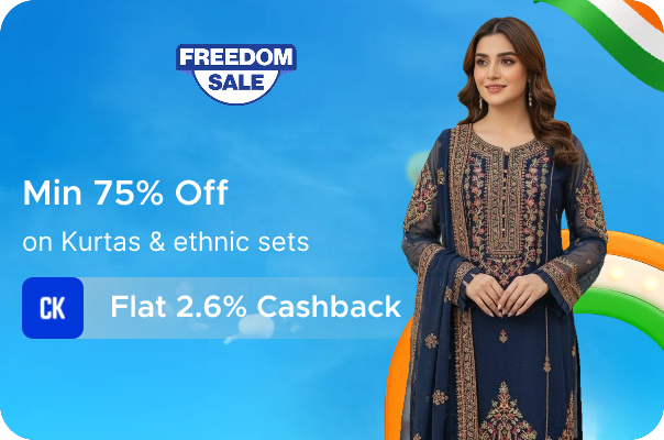 Minimum 75% Off on Kurtas & Ethnic Sets + Flat 5.2% Cashback