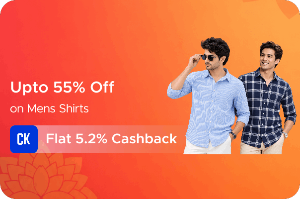 Flipkart : Upto 55% Off on Mens Shirts + Flat 5.2% Cashkaro Cashback