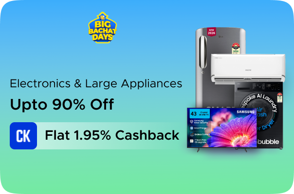 Upto 90% Off on Electronics & Large Appliances + Flat 1.95% Cashback