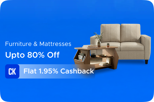 Upto 80% Off on Furniture & Mattresses + Flat 1.95% Cashback