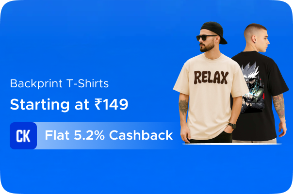 Backprint T-Shirts Starting at Rs 149 + Flat 5.2% Cashback