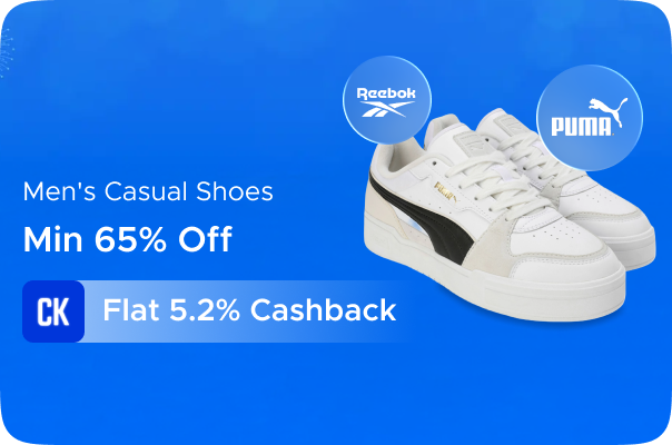 Min 65% Off on Men's Casual Shoes + Flat 5.2% Cashback