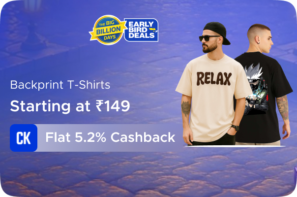 Backprint T-Shirts Starting at Rs 149 + Flat 5.2% Cashback