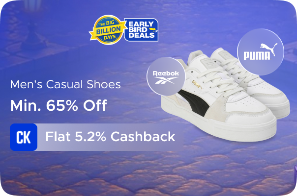 Min 65% Off on Men's Casual Shoes + Flat 5.2% Cashback