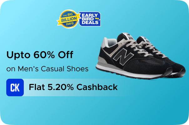 Flipkart: Upto 60% Off on Men Casual Shoes + Flat 5.20% CashKaro Cashback