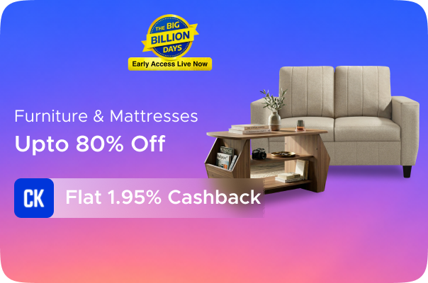 Upto 80% Off on Furniture & Mattresses + Flat 1.95% Cashback