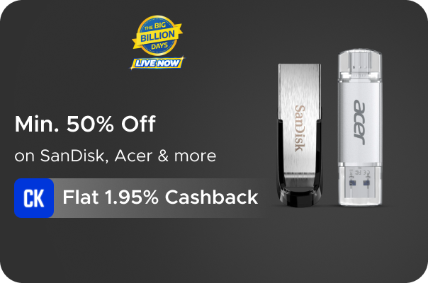 Min 50% Off on SanDisk, Logitech & more + Flat 1.95% Cashback