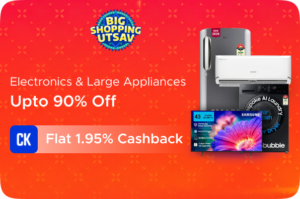 Upto 90% Off on Electronics & Large Appliances + Flat 1.95% Cashback (Max Cashback: Rs.130)
