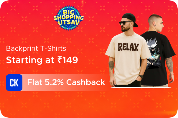 Backprint T-Shirts Starting at Rs 149 + Flat 5.2% Cashback