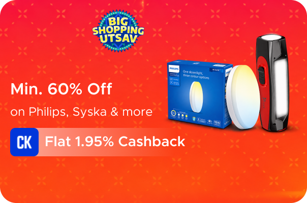 Flipkart : Min 60% Off on Philips, Syska & more + Flat 1.95% CashKaro Cashback (Max Cashback: Rs.130)