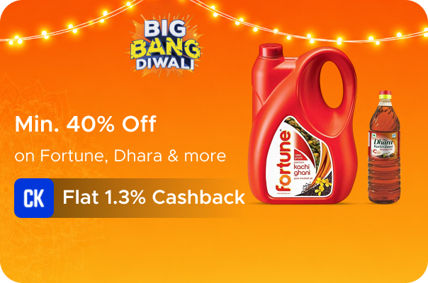 Flipkart : Min 40% Off on Fortune, Dhara & more + Flat 1.3% CashKaro Cashback