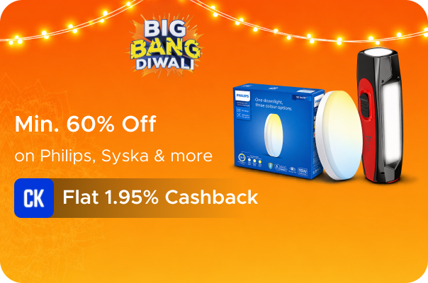 Flipkart : Min 60% Off on Philips, Syska & more + Flat 1.95% CashKaro Cashback (Max Cashback: Rs.130)