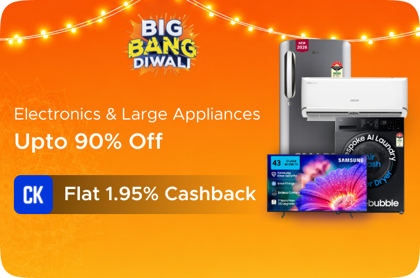 Upto 90% Off on Electronics & Large Appliances + Flat 1.95% Cashback (Max Cashback: Rs.130)